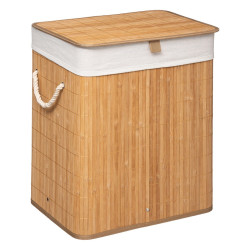 Laundry Basket 5five 50 x 41.5 x 30 cm White Bamboo