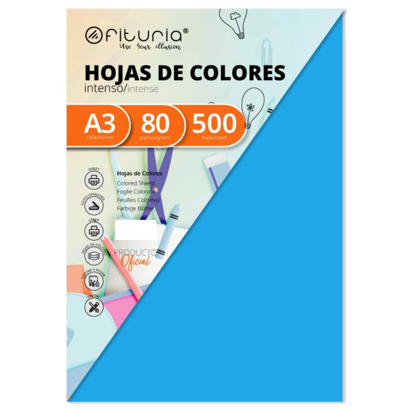 Printer Paper Fabrisa A3 500 Sheets Turquoise