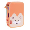 Double Pencil Case Milan Fun Animals Orange 19,5 x 13 x 5 cm 36 Pieces