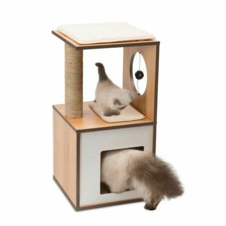 Cat scratching post Vesper V-Box Brown MDF Wood 37 x 37 x 72,5 cm