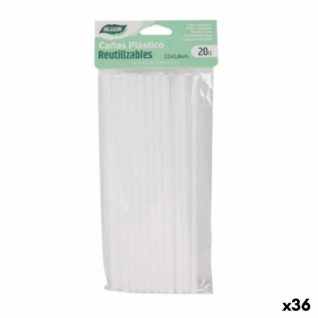 Reusable Straws Algon White Plastic 36 Units 22 cm 8 mm