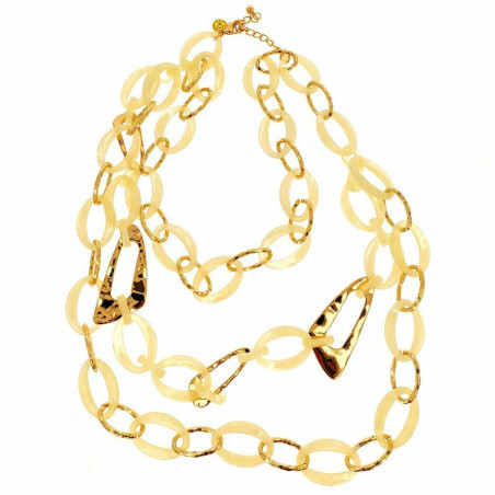 Ladies'Necklace Lola Casademunt Golden White Links