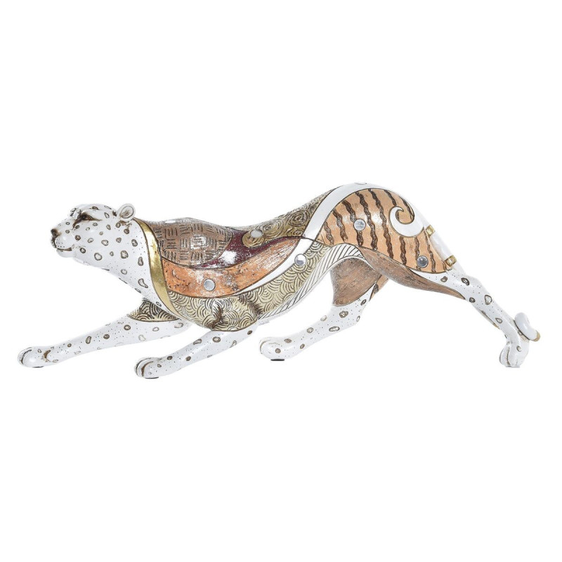 Decorative Figure DKD Home Decor White Multicolour Orange White/Orange Leopard Colonial 30 x 40 cm 37 x 10 x 13 cm