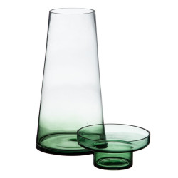 Candleholder 16,5 x 16,5 x 35 cm Green Glass