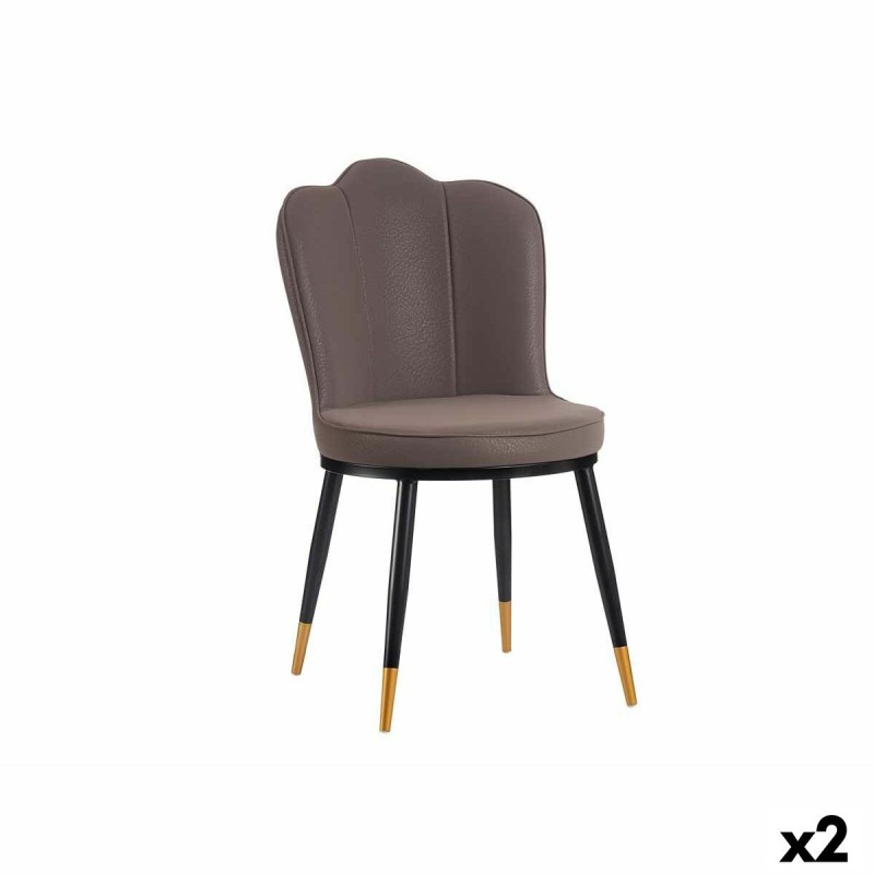 Armchair Shell Black Purple Golden Steel 53 x 88 x 67 cm (2 Units)