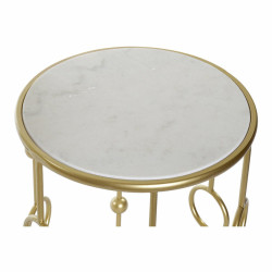 Side table DKD Home Decor Golden White Metal Marble (2 Pieces)