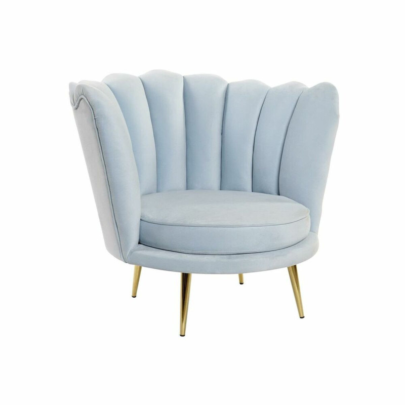 Armchair DKD Home Decor Blue Golden Sky blue Metal Plastic Sponge 74 x 78 x 73 cm