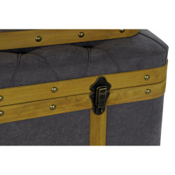 Set of Chests DKD Home Decor 80 x 50 x 42 cm Wood Brown Light grey Modern Velvet