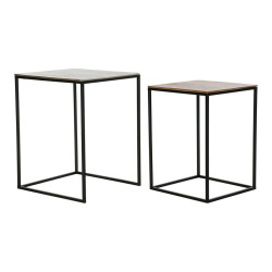 Side table DKD Home Decor Black Aluminium Silver (2 pcs)