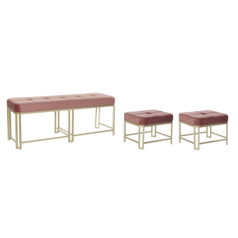 Bench DKD Home Decor   Pink Metal Velvet (120 x 40 x 46 cm)