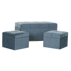 Bench DKD Home Decor Foam Blue Metal Polyester Velvet MDF Wood (83 x 43 x 42 cm)