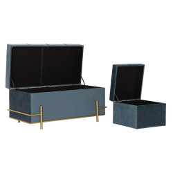 Bench DKD Home Decor Foam Blue Metal Polyester Velvet MDF Wood (83 x 43 x 42 cm)