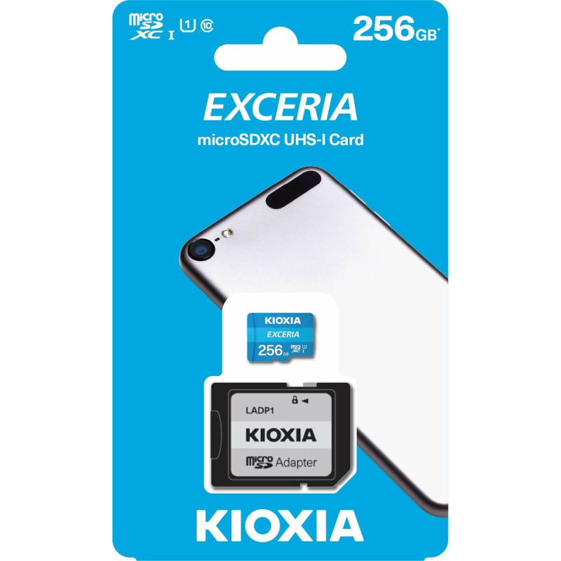 Micro SD Memory Card with Adaptor Kioxia Exceria UHS-I Class 10 Blue 256 GB