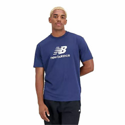 Men’s Short Sleeve T-Shirt New Balance Essentials Stacked Logo Blue