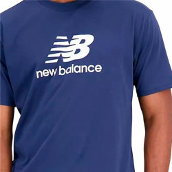 Men’s Short Sleeve T-Shirt New Balance Essentials Stacked Logo Blue