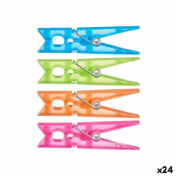 Clothes Pegs Multicolour Plastic 24 Pieces Set (24 Units)