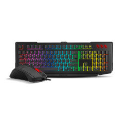 Keyboard with Gaming Mouse OZONE Spanish Qwerty Black Multicolour