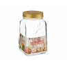 Jar Homemade Transparent Golden Metal Glass 1 L 9,8 x 17 x 9,8 cm (12 Units)