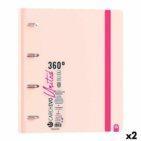 Ring binder Carchivo United 360º Pink A4 (2 Units)