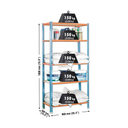 Shelves Simon Rack Maderclick 5/400 750 kg Metal 5 Shelves Particleboard (180 x 90 x 40 cm)