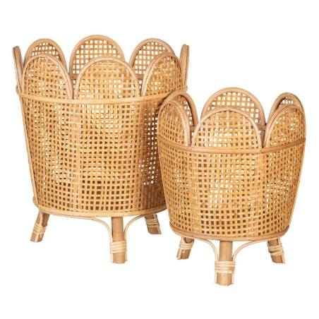 Set of Planters 34 x 34 x 43,5 cm Natural Rattan (2 Units)