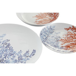 Dinnerware Set DKD Home Decor Blue Fuchsia Porcelain Coral 18 Pieces 27 x 27 x 3 cm