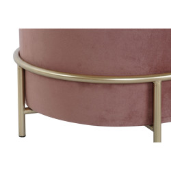 Footrest DKD Home Decor Pink Golden Metal Velvet 48 x 48 x 47 cm