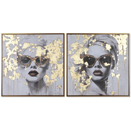 Painting Home ESPRIT Golden chica 70 x 3,5 x 70 cm (2 Units)