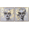 Painting Home ESPRIT Golden chica 70 x 3,5 x 70 cm (2 Units)