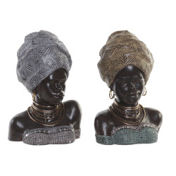 Decorative Figure DKD Home Decor 24 x 18 x 36 cm Silver Golden Colonial African Woman (2 Units)