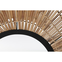 Wall mirror DKD Home Decor Mirror Natural Black Metal Rattan (63 x 1,5 x 92 cm)