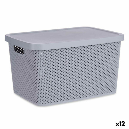 Storage Box with Lid Grey Plastic 19 L 28 x 22 x 39 cm (12 Units)