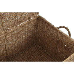 Basket set DKD Home Decor With lid Natural Iron Seagrass (50 x 34 x 25 cm) (3 Pieces)