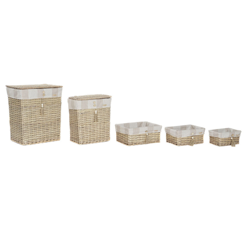 Laundry basket Home ESPRIT Beige Natural 5 Pieces 47 x 35 x 56 cm