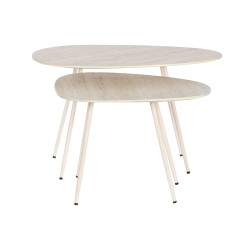 Set of 2 tables Home ESPRIT White Beige Light brown 73 x 43 x 45 cm