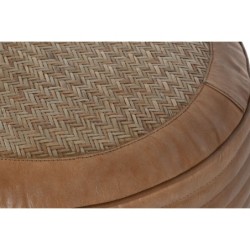 Cushion Home ESPRIT Floor Brown Camel Rattan 50 x 50 x 30 cm