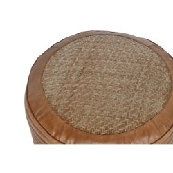 Cushion Home ESPRIT Floor Brown Camel Rattan 50 x 50 x 30 cm