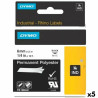 Laminated Tape for Labelling Machines Rhino Dymo ID1-6 White Black 6 x 5,5 mm (5 Units)