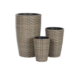 Set of Planters Home ESPRIT polypropylene Rattan 37 x 37 x 60 cm