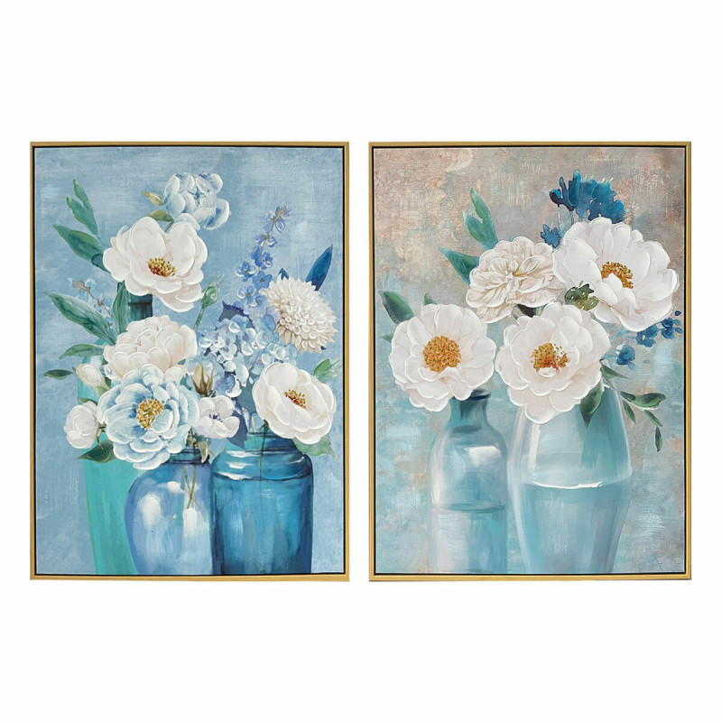 Canvas DKD Home Decor 60 x 3,5 x 80 cm Vase Shabby Chic (2 Units)