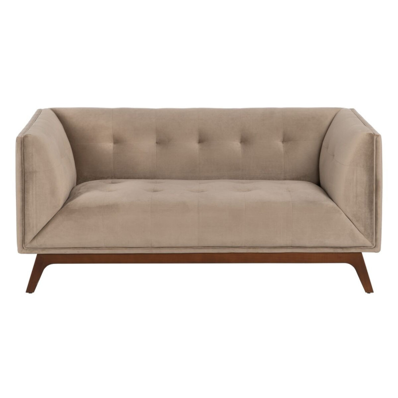 Sofa 156 x 81 x 72 cm Champagne Synthetic Fabric Wood Velvet