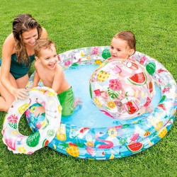 Inflatable Paddling Pool for Children Intex Tropical Rings 150 l 122 x 25 cm (12 Units)