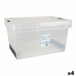 Storage Box with Lid Evolution Transparent 57 x 39 x 31 cm (4 Units) (60 x 40 x 30 cm)