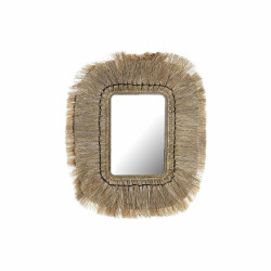 Wall mirror DKD Home Decor Crystal Natural Jute (50 x 2 x 60 cm)