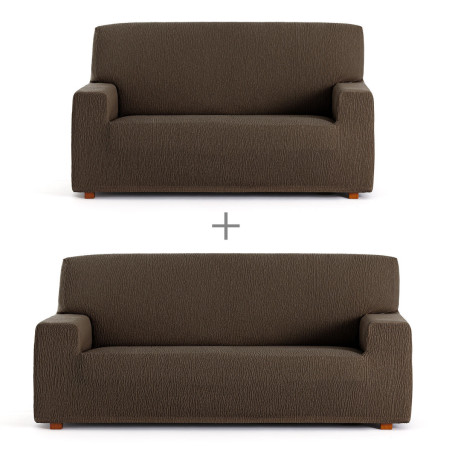 Sofa cover set Eysa TROYA Brown 70 x 110 x 210 cm 2 Pieces