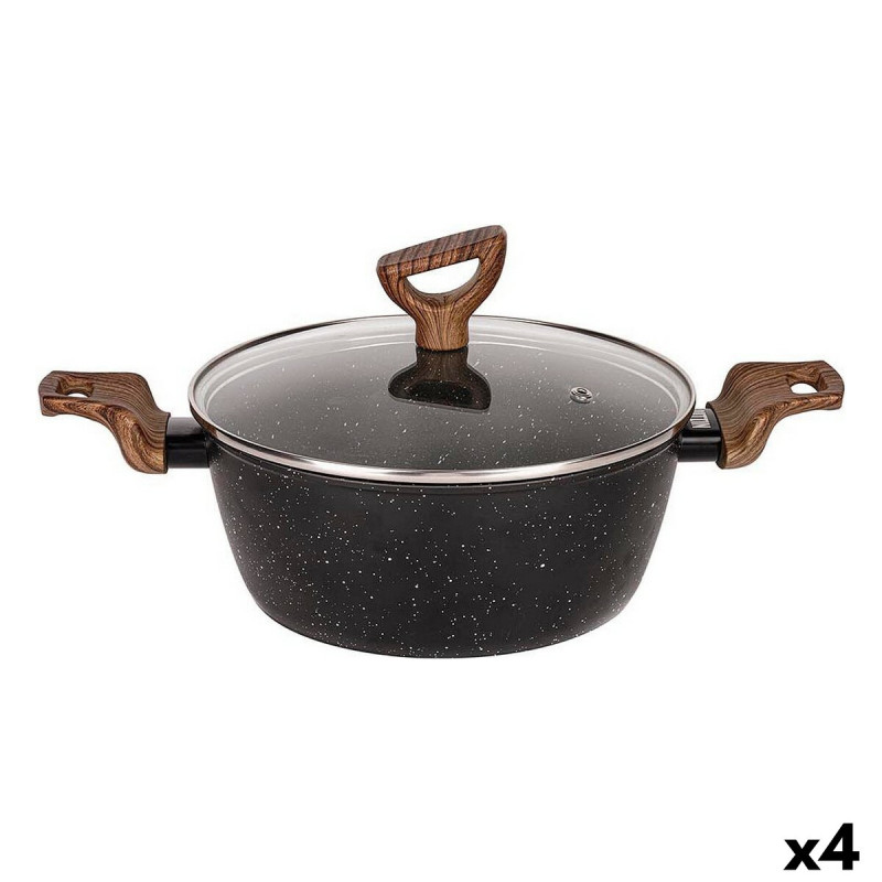 Casserole with lid Quttin Ecological Black Toughened aluminium 25 x 40 cm (4 Units)