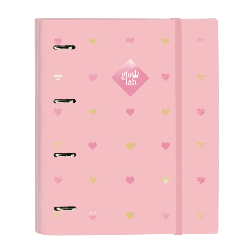 Ring binder Glow Lab Hearts Pink (27 x 32 x 3.5 cm)