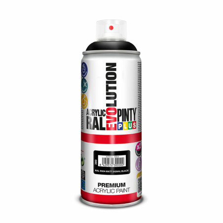 Spray paint Pintyplus Evolution RAL 9004 Signal Black 400 ml Matt