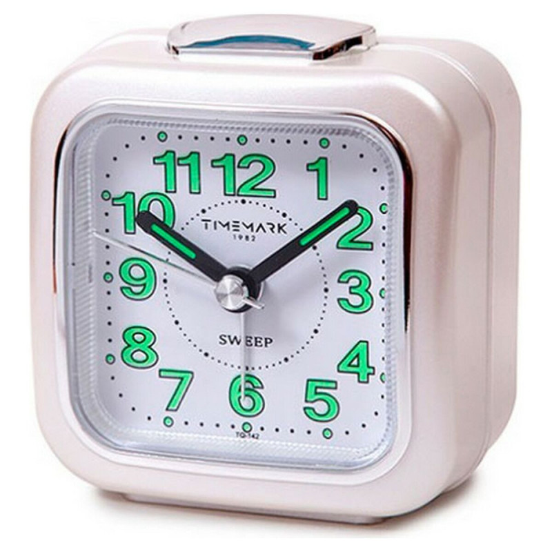 Analogue Alarm Clock Timemark White Silent with sound Night mode (7.5 x 8 x 4.5 cm)