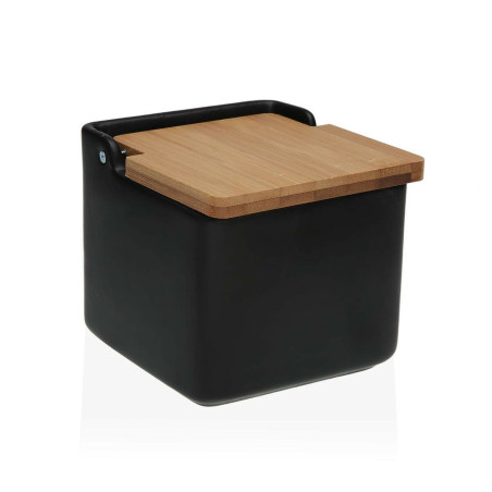 Salt Shaker with Lid Versa Black 12,2 x 11,5 x 12,2 cm Ceramic Dolomite